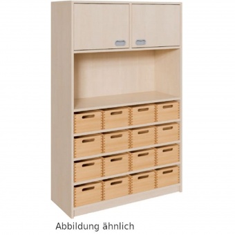 Schrank mit 16 Massivholzkästen mit SF 